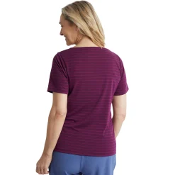 Women'S Shoreline Short Sleeve Top Plum Purple/Pink Stripe