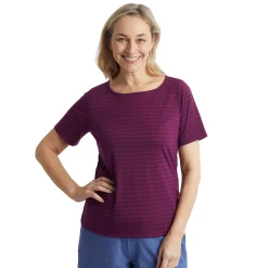 Women'S Shoreline Short Sleeve Top Plum Purple/Pink Stripe
