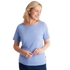 Women'S Shoreline Short Sleeve Top Orchid Lilac/Navy Stripe