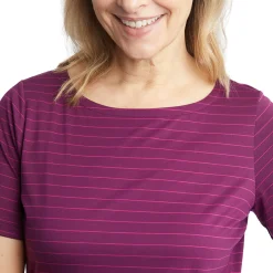 Women'S Shoreline Short Sleeve Top Plum Purple/Pink Stripe