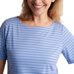 Women'S Shoreline Short Sleeve Top Orchid Lilac/Navy Stripe