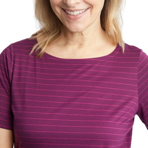 Women'S Shoreline Short Sleeve Top Plum Purple/Pink Stripe